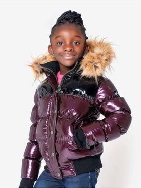 Appaman Metallic Plum and Black Quilted Puffer Jacket